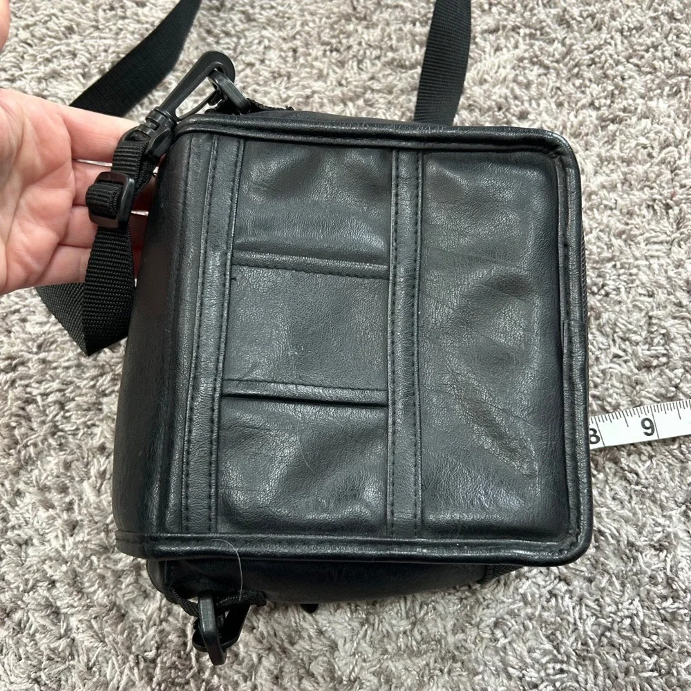 Vintage 90s Case Logic Black Faux Leather Bag Crossbody Padded Utility Tech Case